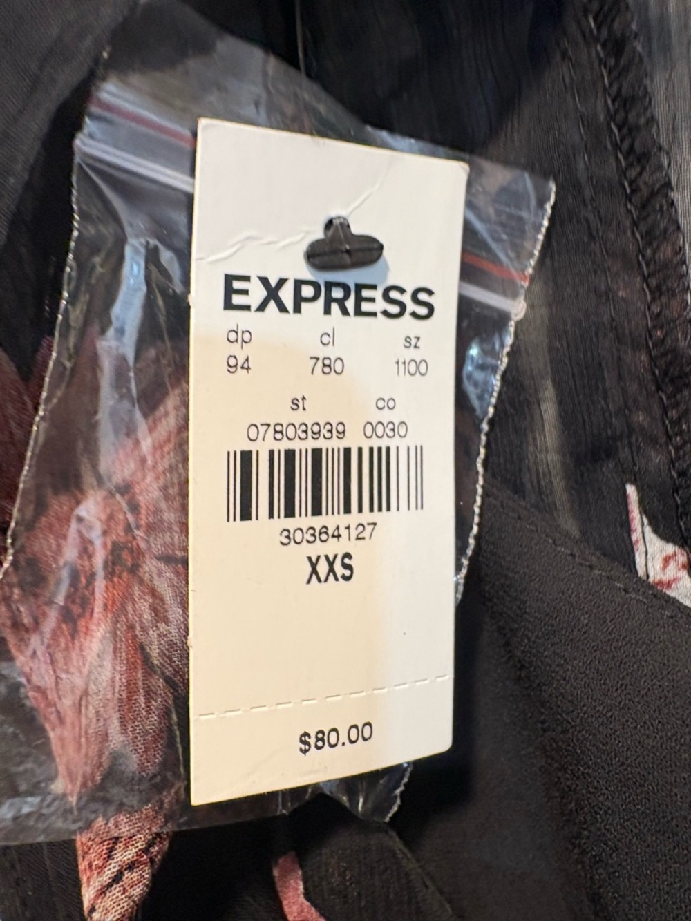 Express Black Mini Dress with Rose Floral Print cottagecore XXS - Picture 3 of 6